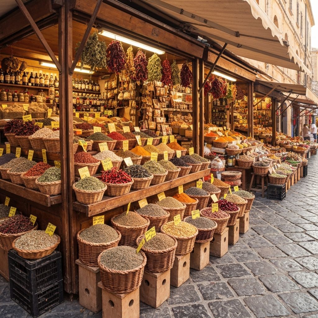 Traditional Mediterranean spice market